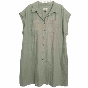 Universal Thread Shirt Dress Linen Blend Plus Sz XXL Safari Olive Green New!